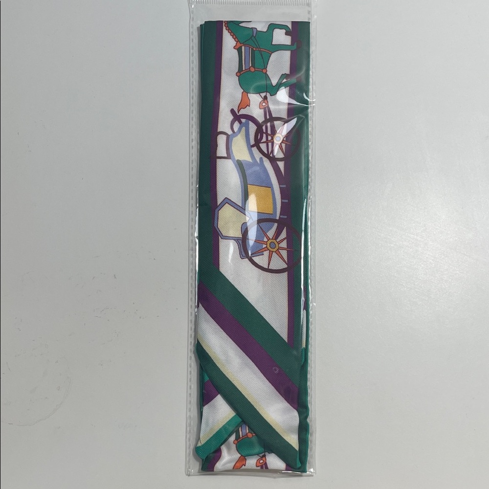 Silk Scarf Twilly - Green, Purple, White